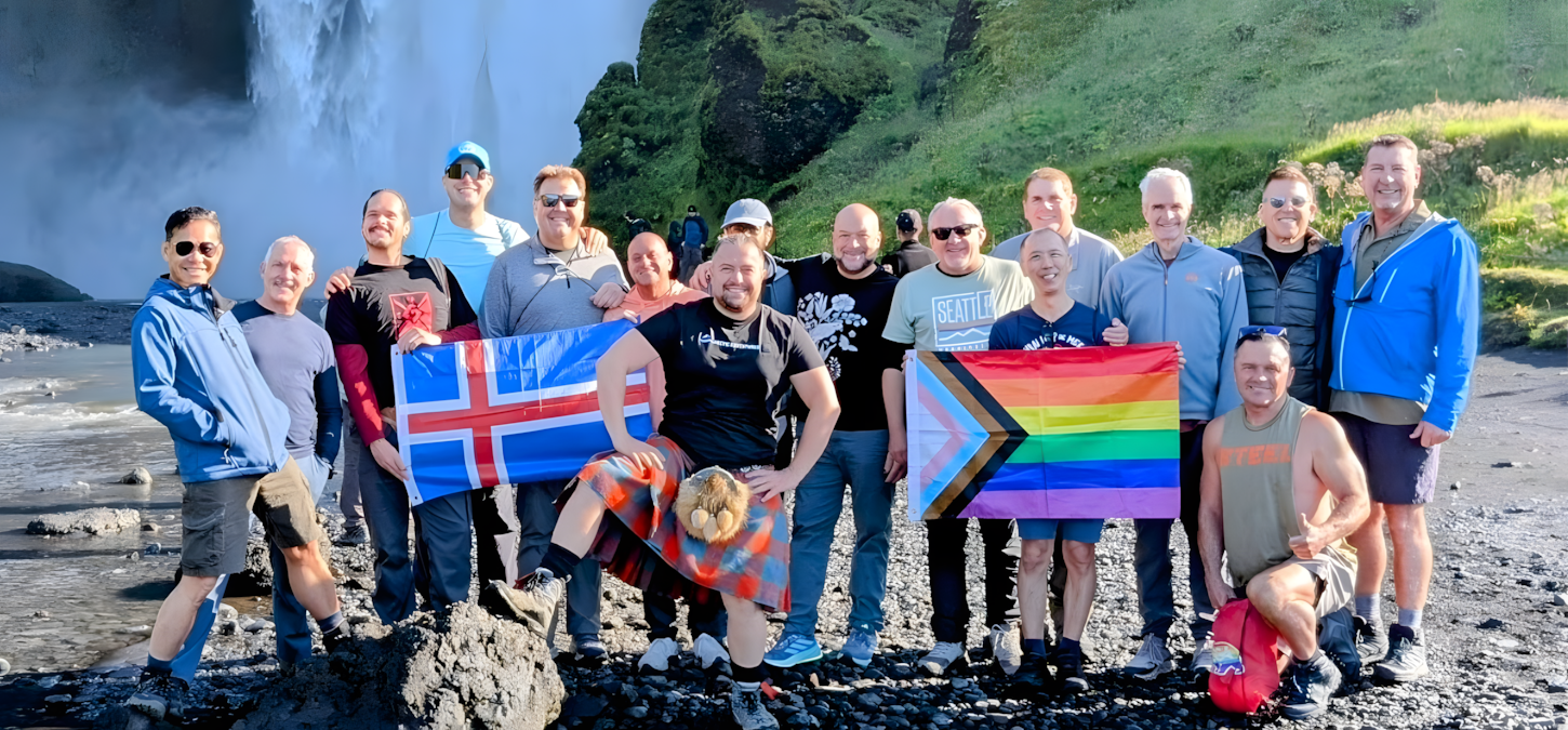CGA California Gay Adventures LGBTQ+ group on Pride Adventures trip to Iceland, August 2025